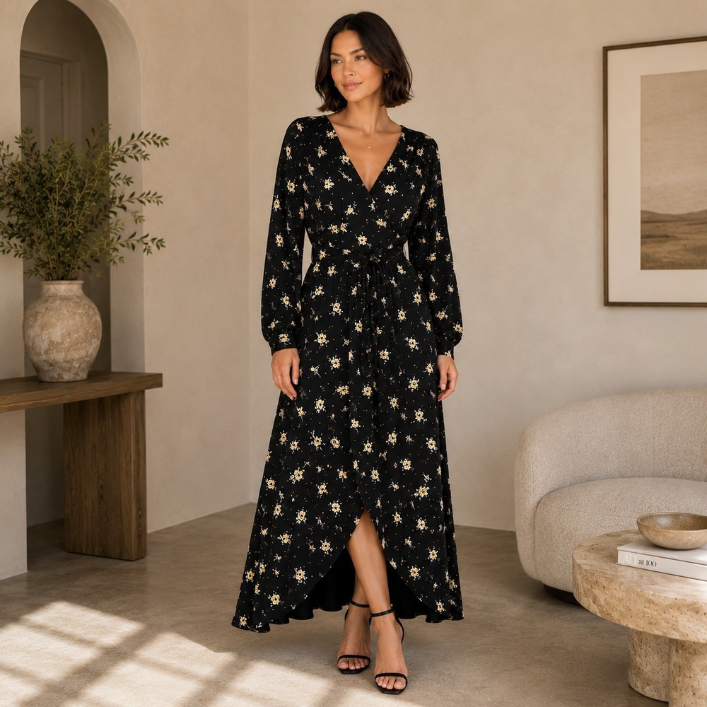 Long Tall Sally Floral High Low Midi Prairie Balloon Sleeve Dress 12 Cottagecore